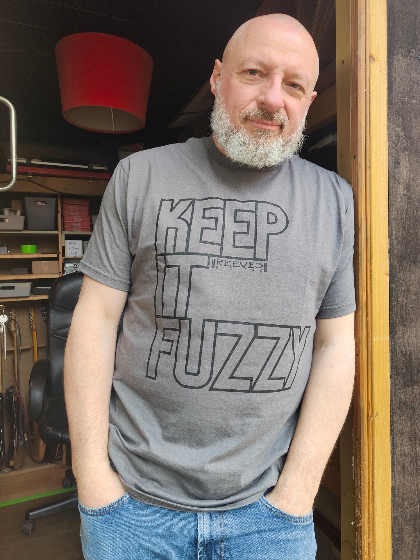'Keep It Fuzzy' T-shirt Black on Grey